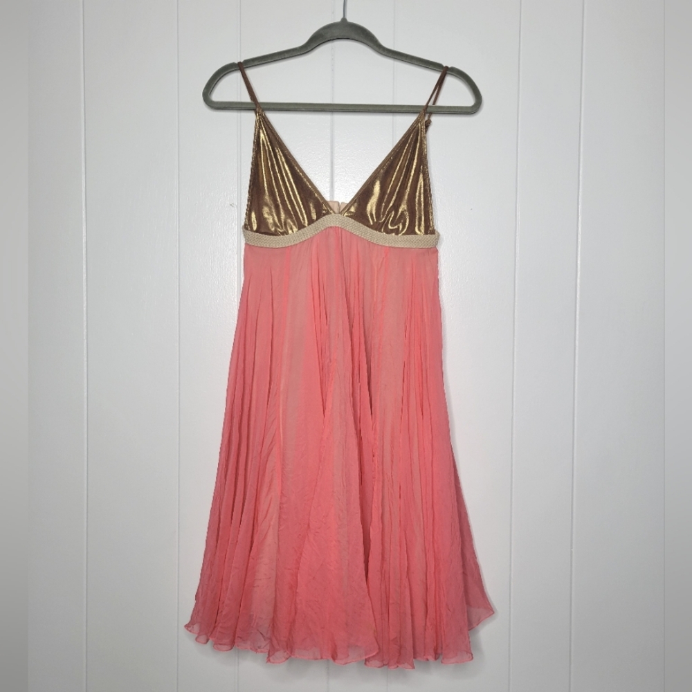 AKA New York Silk Fairycore Grecian Goddess Mini Dress Low Cut Back